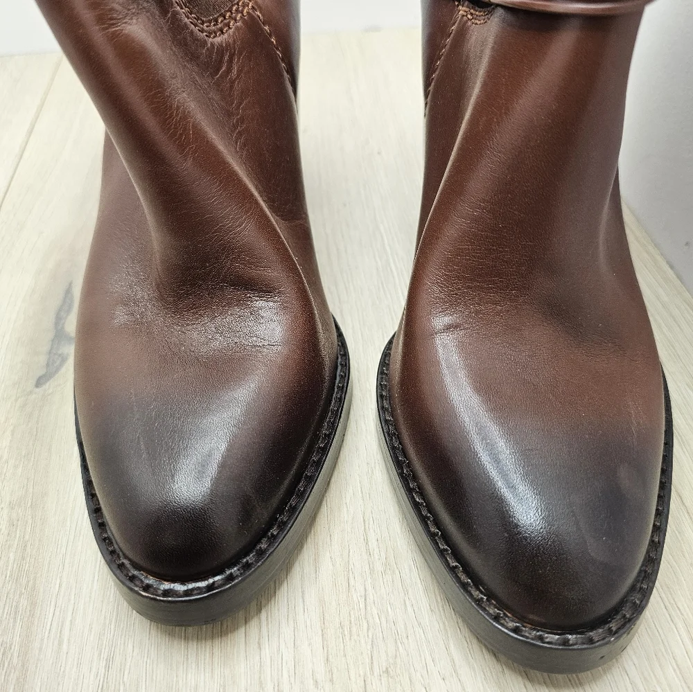 NEW WOMENS COACH JACKSON DARK SADDLE BROWN VEGAN LEATHER ANKLE BOOTS SIZE 9 - Picture 7 of 7